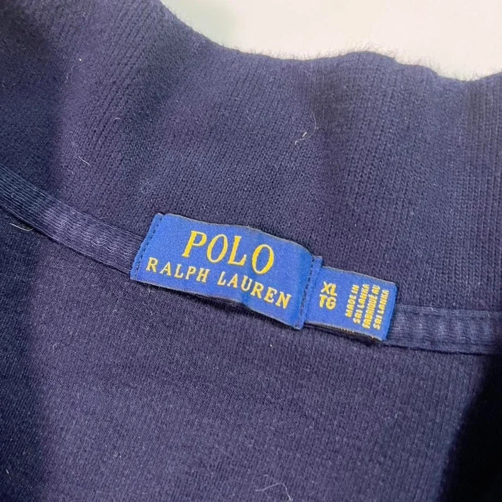 Polo Ralph Lauren Quarter Zip Pullover Mens XL Navy Blue Red Pony Logo Ribbed